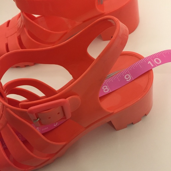 Kalli Coral Chunky Jelly Heels Size 8 - Picture 7 of 8